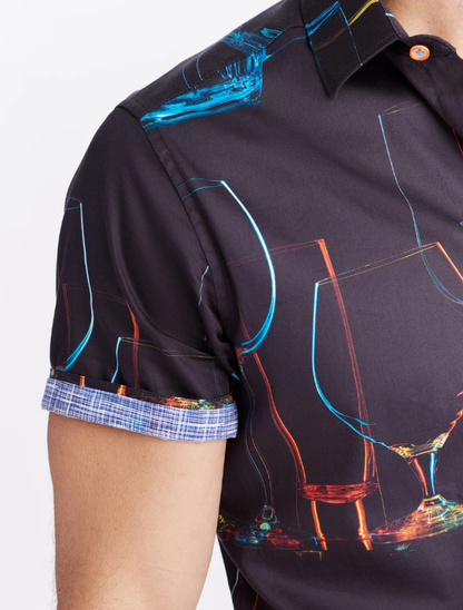 Robert Graham Men's Neon Nights Short Sleeve Button Down Shirt