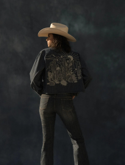 Stetson Ashby cowboy hat on model — full-body back view