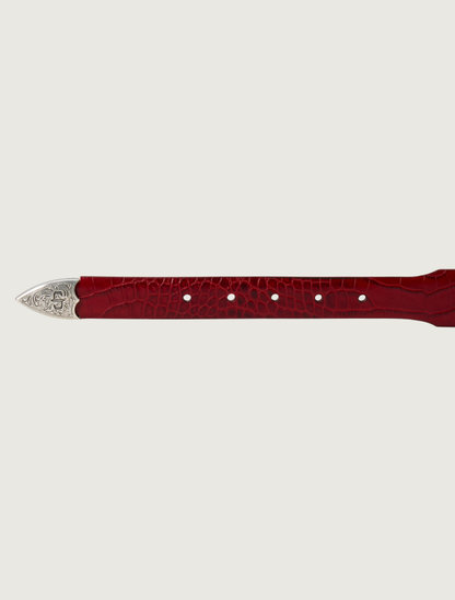 Stetson Women's Red Croco Print Tapered Belt