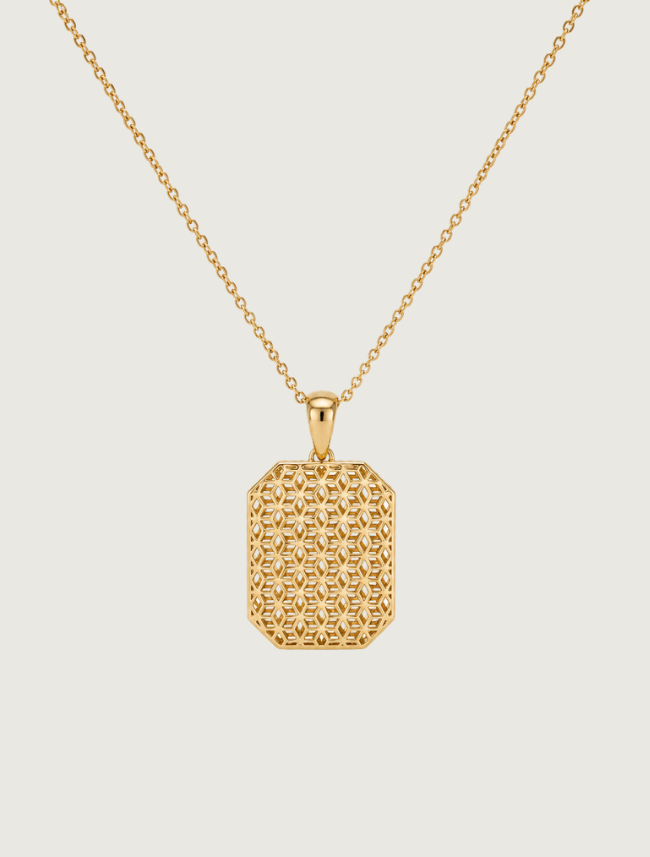 18K Yellow Gold Green Enamel & Diamond Necklace