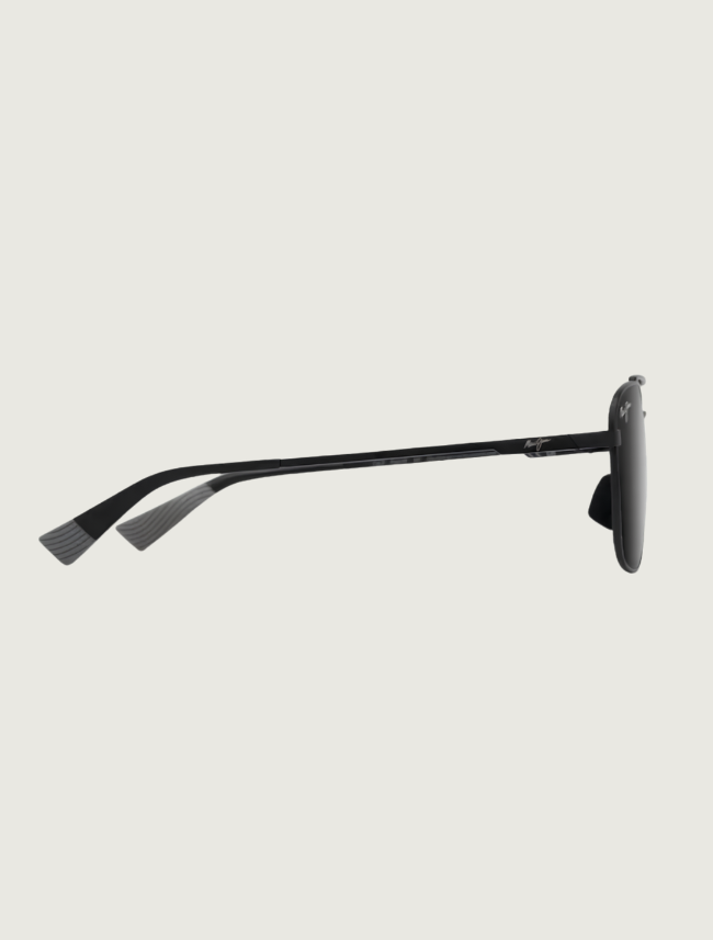 Maui Jim Pīwai Asian Fit sunglasses in Matte Black with Grey / Neutral Grey — side view