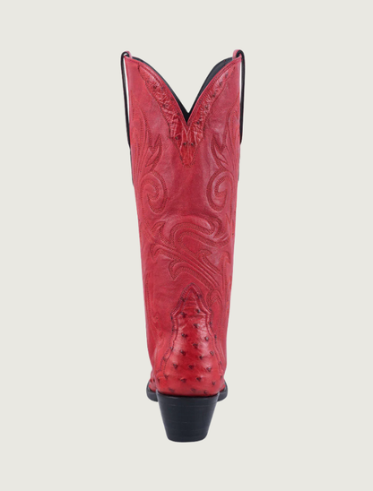 Stallion Full Quill Ostrich Gallegos Cowgirl Boots in Red