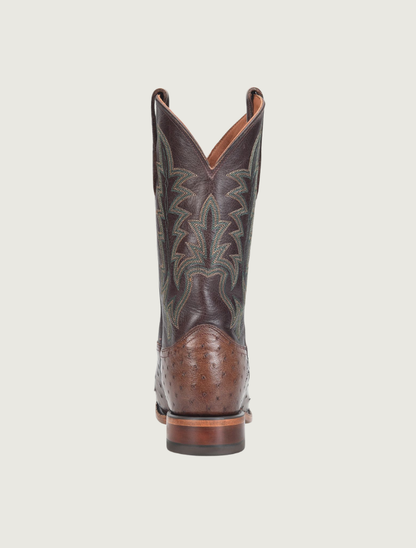 Justin 12" Rancher Full Quill Ostrich Cowboy Boots in Kango Tobac