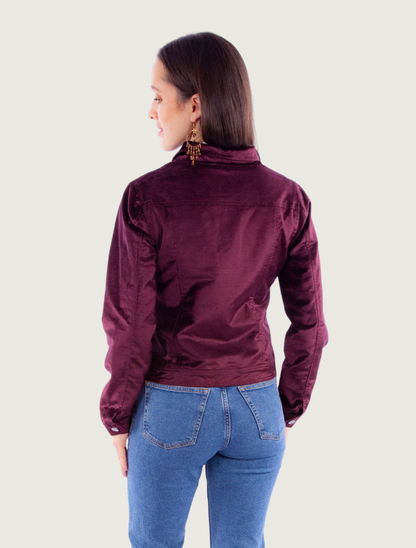 Scully Women's Burgundy Velvet Floral Embroidered Jacket
