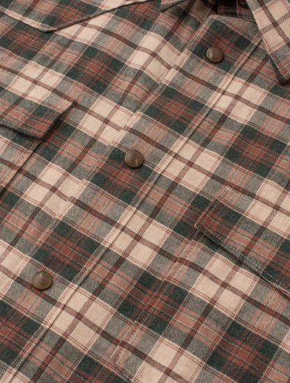 Madison Creek Bisley Western Shirt in Ivory & Green Plaid