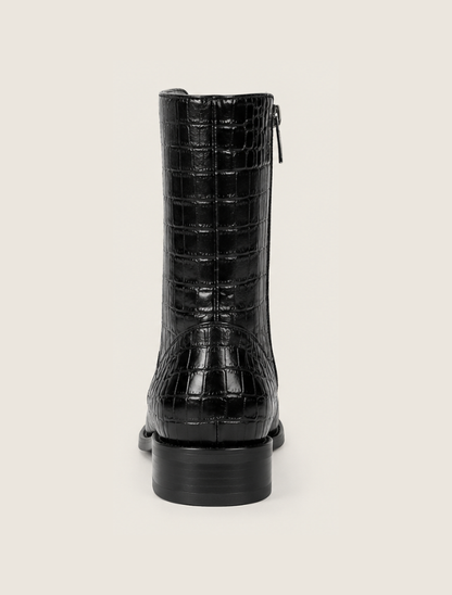 Cuadra Men's Caiman Round Toe Zipper Dress Boots in Black