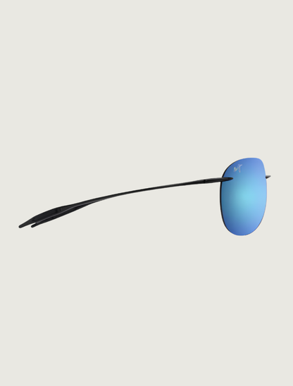 Maui Jim Sugar Beach rimless sunglasses in Shiny Black / Blue Hawaii — side view