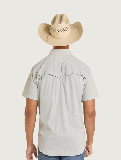 Rock & Roll Denim Men's TEK Western Grey Pin Stripe Short Sleeve Shirt