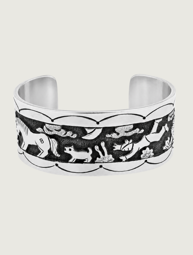B.C.T. Sterling Silver Cuff with Ranch Scene