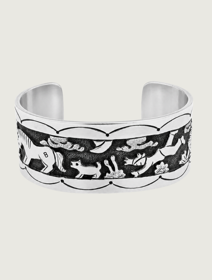 B.C.T. Sterling Silver Cuff with Ranch Scene