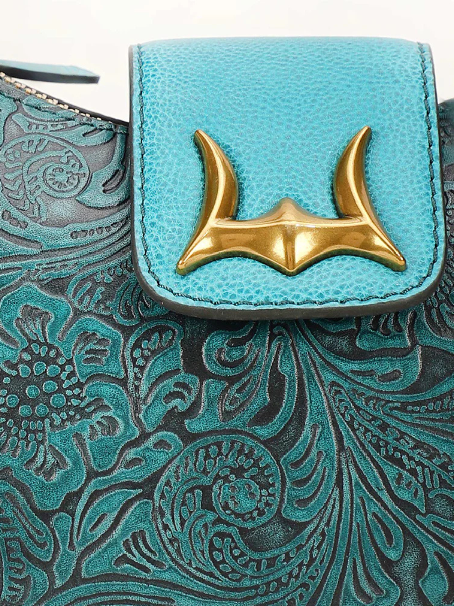 Loyal West Hobo Medium Purse in Turquoise Floral