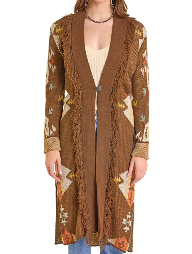 Rock & Roll Denim Women's Aztec Duster with Fringe