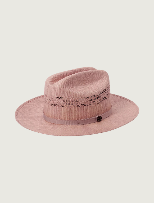 Stetson Redwood Bangora straw cowboy hat in apricot — quarter view