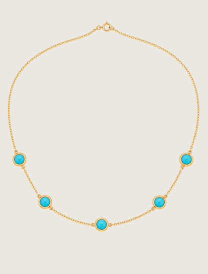 18K Yellow Gold Sleeping Beauty Turquoise Necklace