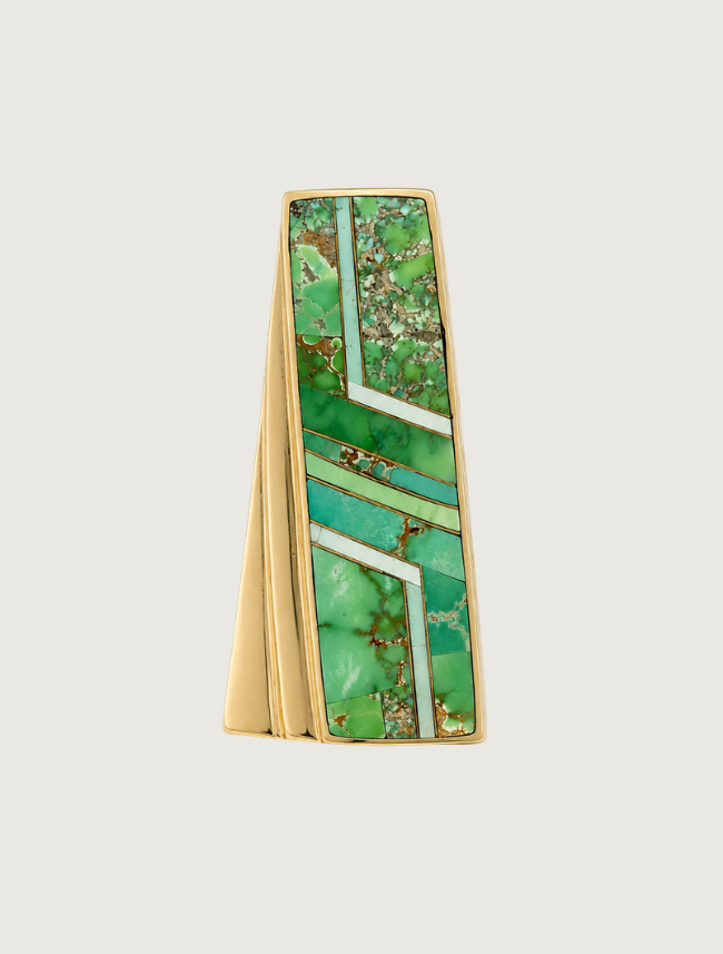 14K Yellow Gold Carico Lake Turquoise Pendant