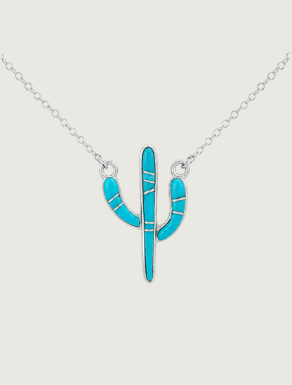 Elvira Yazzie Sterling Silver Skinny Cactus Pendant