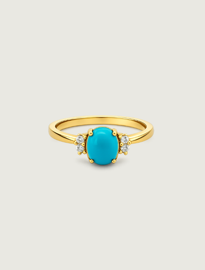 18K Yellow Gold Turquoise & Diamond Ring