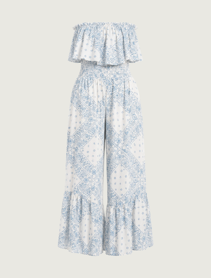 Scully Women's Strapless Ruffle Trim Jumpsuit