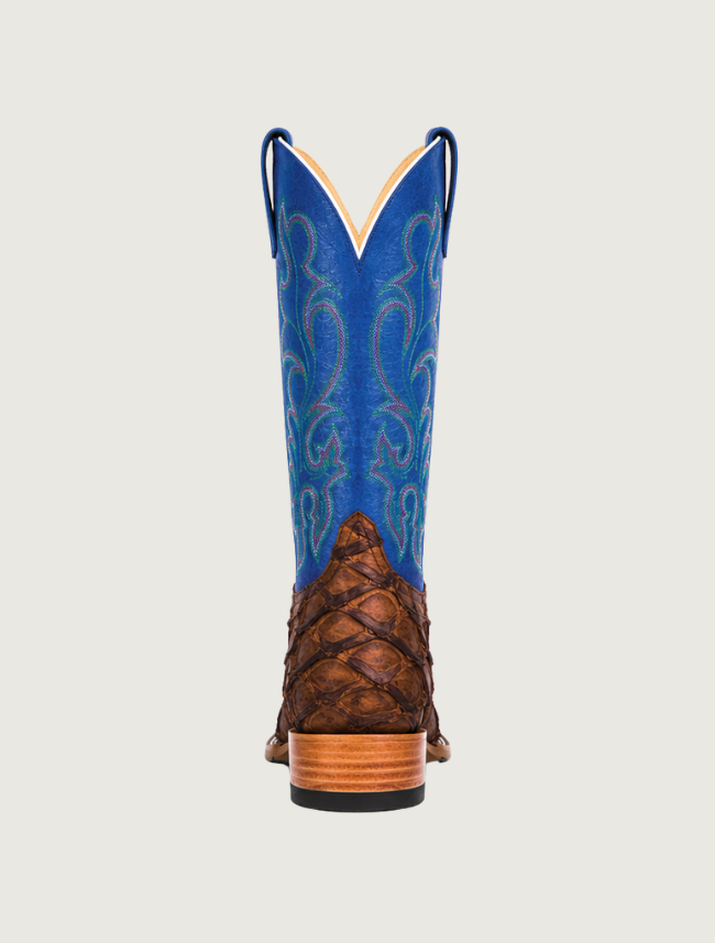 Horse Power Matte Big Bass Pirarucu Cowboy Boots in Royal Blue