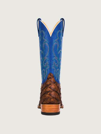 Horse Power Matte Big Bass Pirarucu Cowboy Boots in Royal Blue
