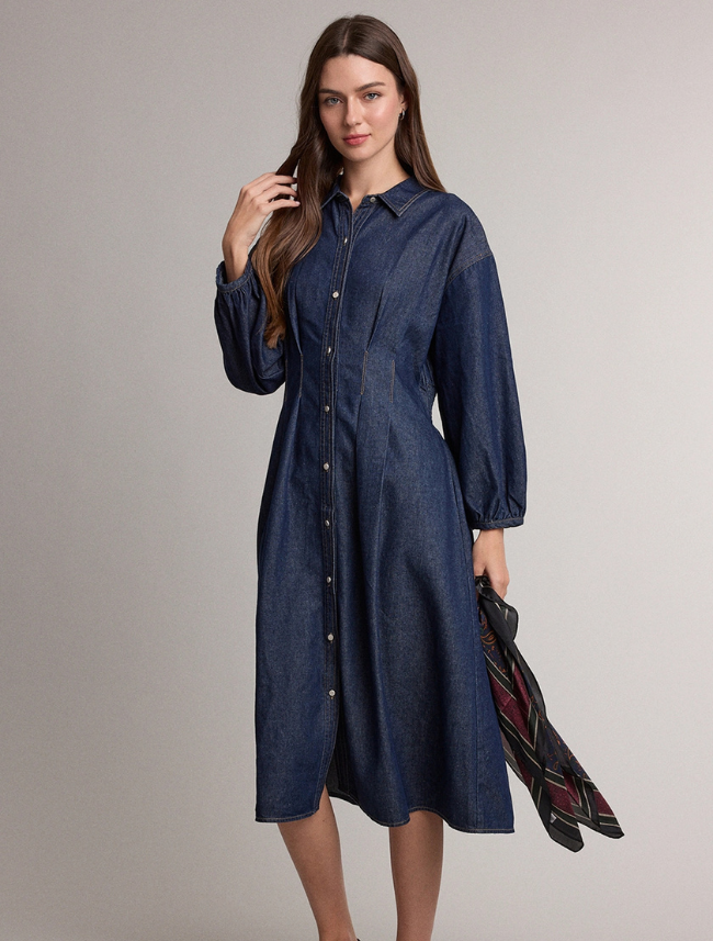 Raisonnel Denim Smocked Waist Shirt Dress