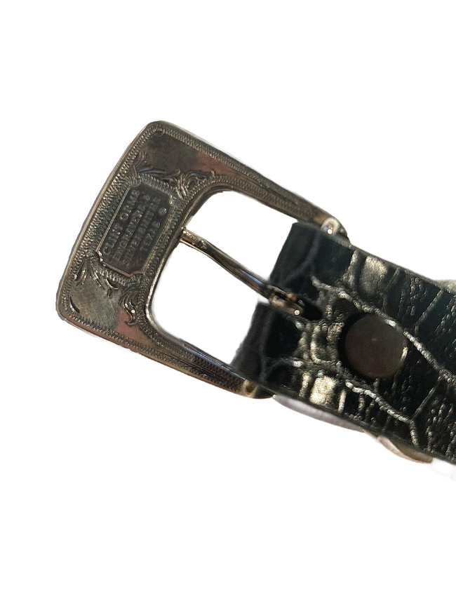 Clint Orms Clay 1813 Sterling Silver Engraved Belt Buckle Set