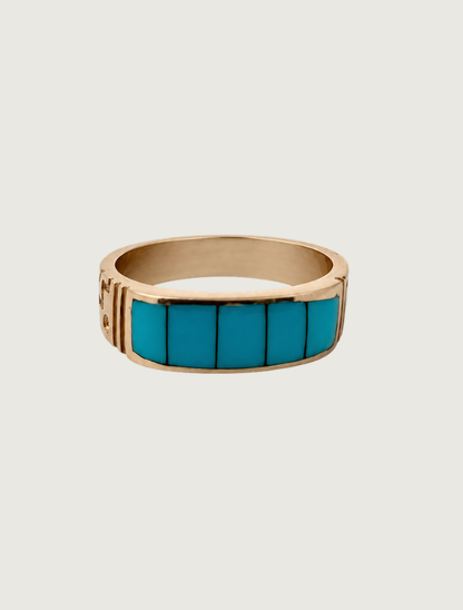 14K Yellow Gold Turquoise Inlay Ring