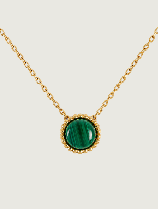 18K Yellow Gold Malachite Necklace