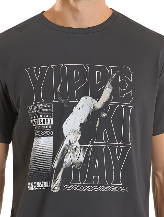 Rock & Roll Denim "Yippe Ki Yay" Skull Graphic T-Shirt