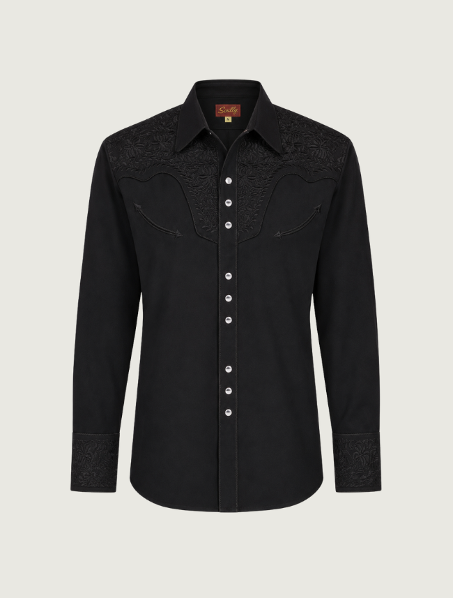 Scully Men's Floral Tooled Snap Front Shirt