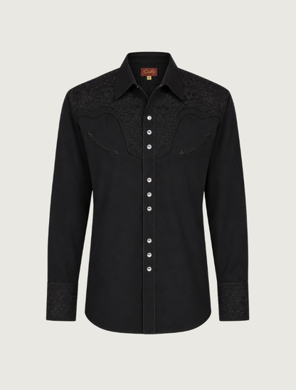 Scully Men's Floral Tooled Snap Front Shirt