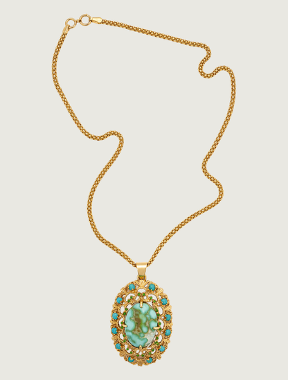18K Yellow Gold Royston Turquoise Pendant