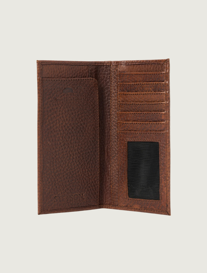 Bison Leather Stetson Rivet Checkbook Wallet