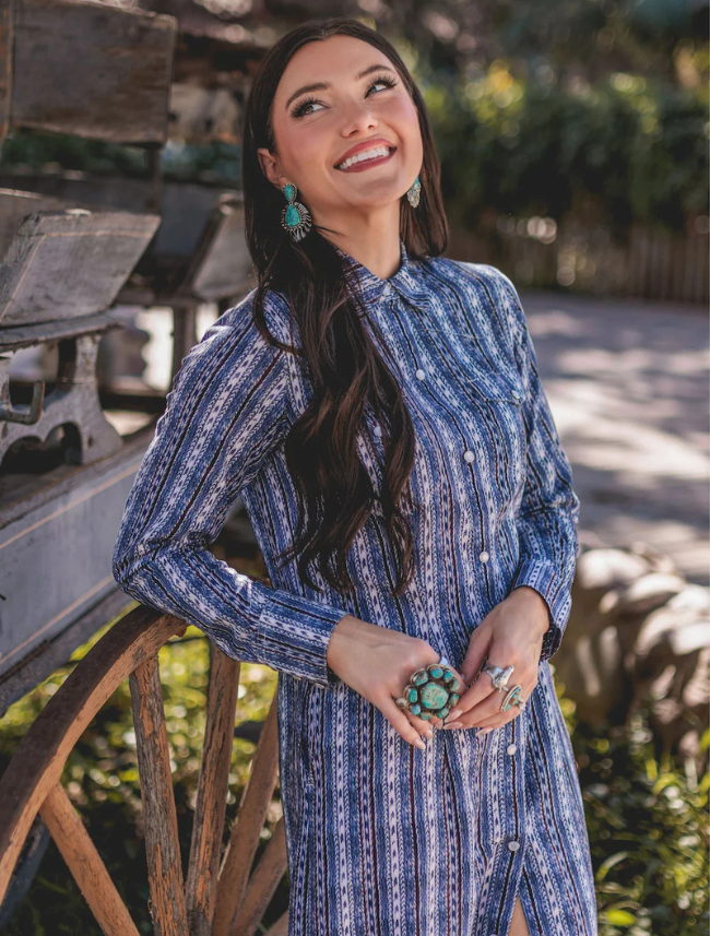 Lovlei Ranch Wynonna Dress in Horse Trails Sky Blue