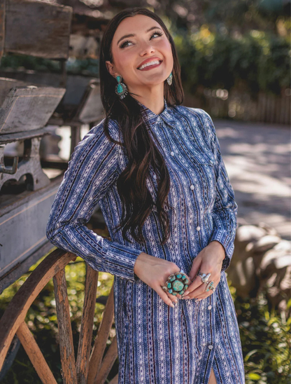 Lovlei Ranch Wynonna Dress in Horse Trails Sky Blue