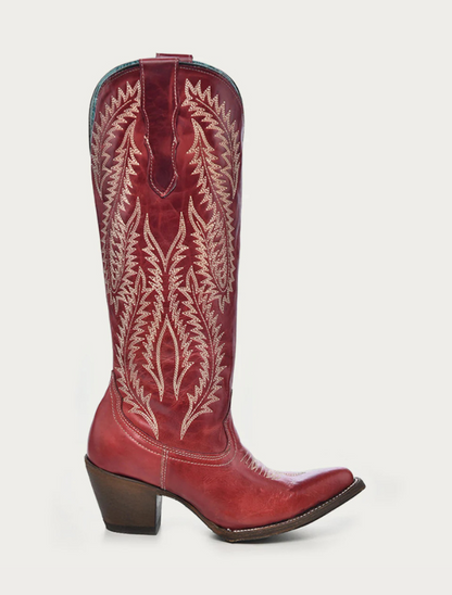 Corral Women's Red Embroidery Tall Top Cowboy Boots