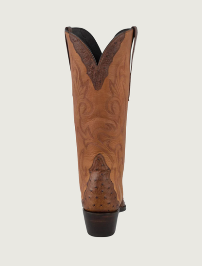 Stallion Full Quill Ostrich Gallegos Cowgirl Boots in Antique Saddle