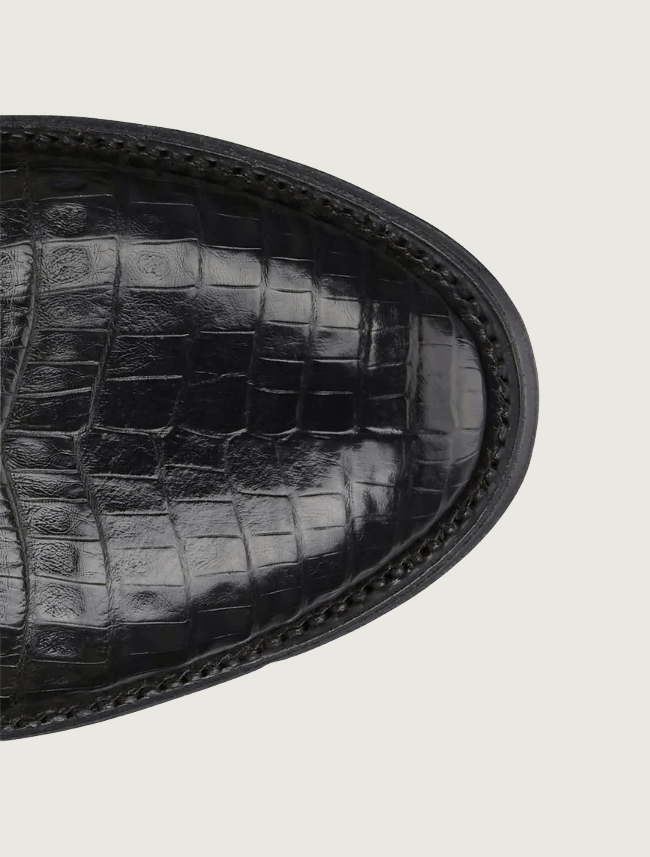 Tony Lama Tremaine 12" Caiman Cowboy Boots in Ebony