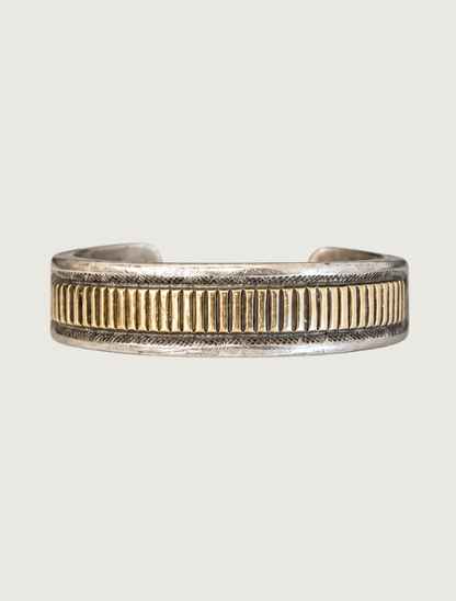 V. Hicks sterling silver and 14K yellow gold cuff bracelet, front view