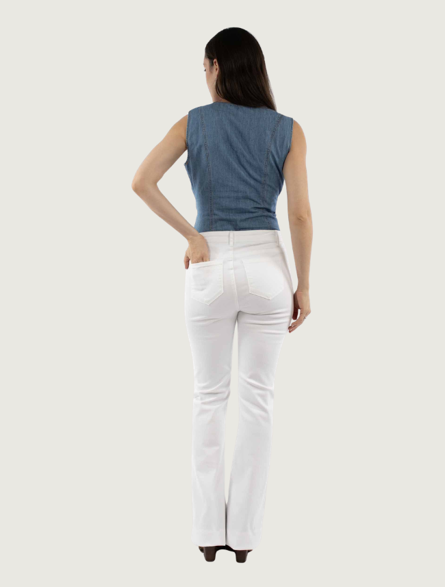 Scully Women's White Paneled Bell Bottom Jeans
