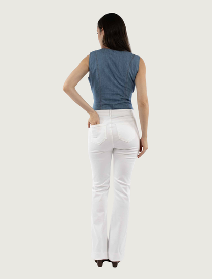 Scully Women's White Paneled Bell Bottom Jeans