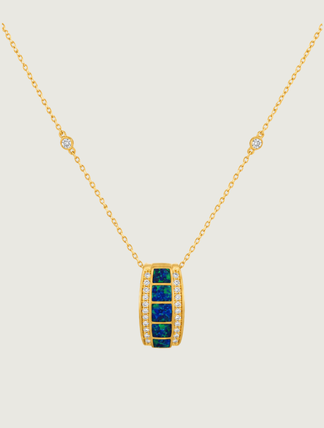 14K Yellow Gold Opal Inlay Pendant