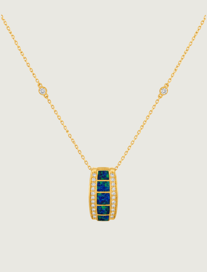 14K Yellow Gold Opal Inlay Pendant