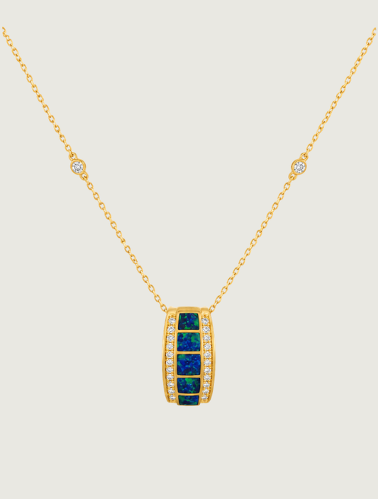 14K Yellow Gold Opal Inlay Pendant
