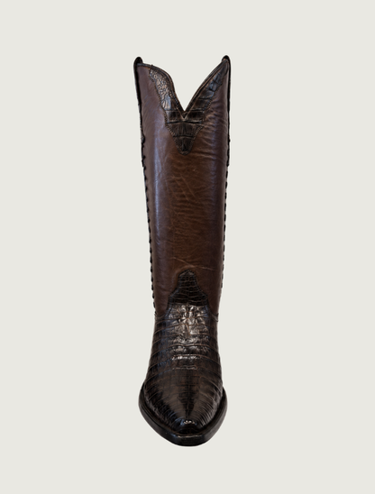 Stallion Caiman & Calf Cowgirl Boots in Chocolate