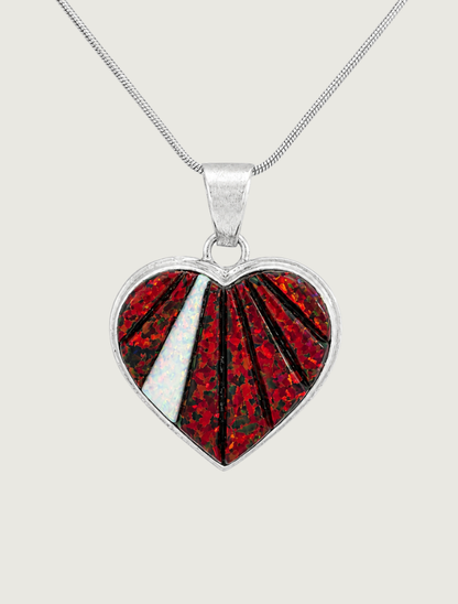 Sterling Silver Multi Opal Heart Pendant