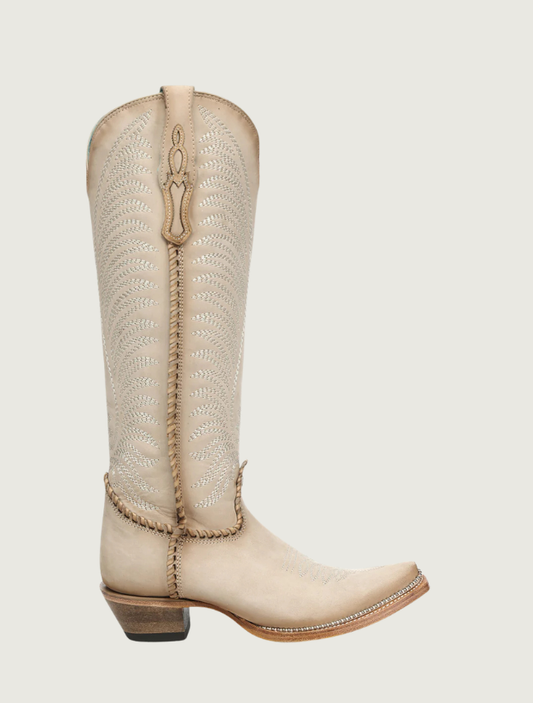 Corral Bone Woven & Metallic Welt Tall Top Cowgirl Boots