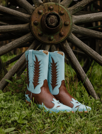 Stetson Alix Blue & Brown Two-Tone Snip Toe Cowgirl Boots