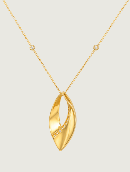 14K Yellow Gold Opal & Diamond Inlay Pendant