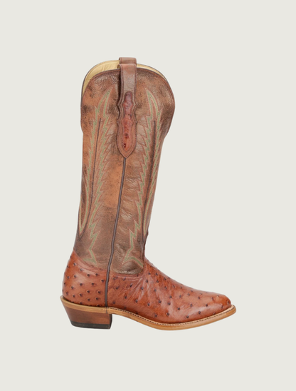 Tony Lama Quintana 15" FQ Ostrich Cowgirl Boots in Cognac